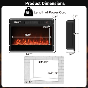 5000 BTU 23-Inch Electric Fireplace Insert with Remote Control and Brightness-Black view 5