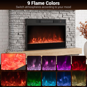 5000 BTU 23-Inch Electric Fireplace Insert with Remote Control and Brightness-Black view 6