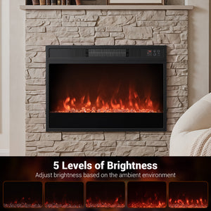 5000 BTU 23-Inch Electric Fireplace Insert with Remote Control and Brightness-Black view 7