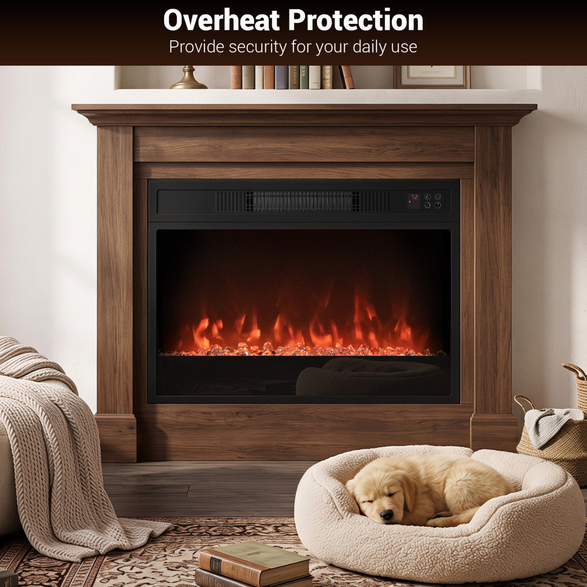 5000 BTU 23-Inch Electric Fireplace Insert with Remote Control and Brightness-Black view 9