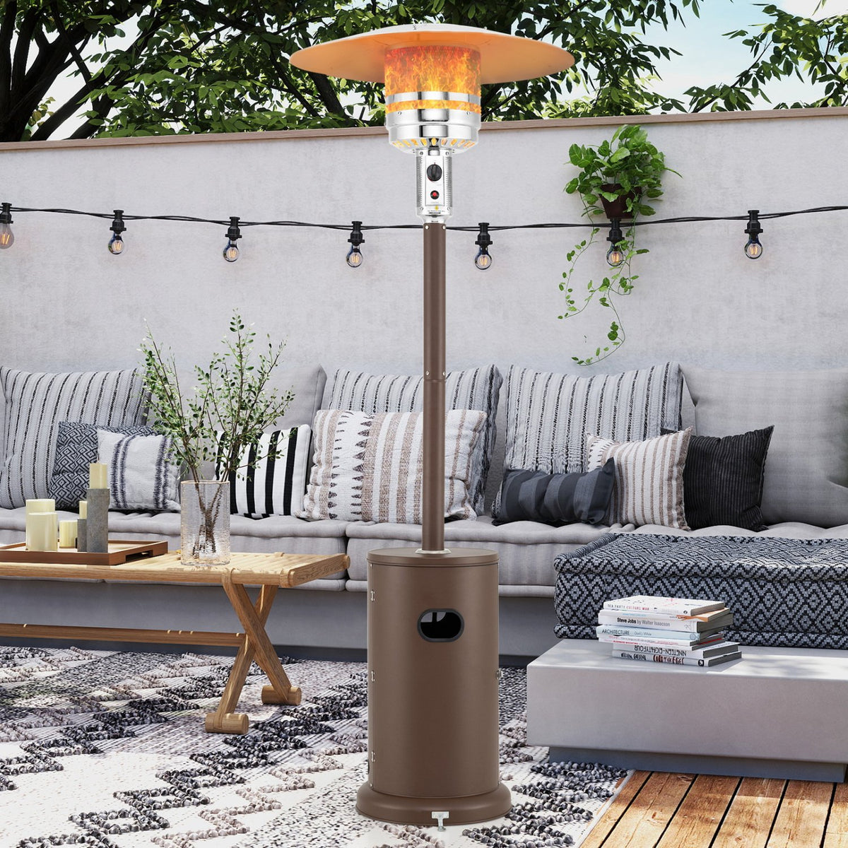 50000 BTU Propane Patio Heater with Round Table Design-Brown view 3