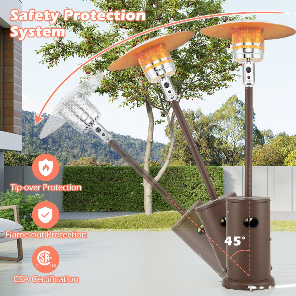 50000 BTU Propane Patio Heater with Round Table Design-Brown view 9