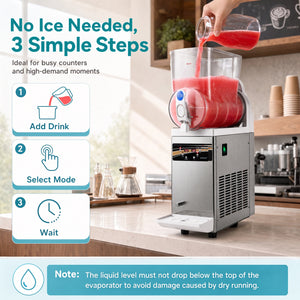 507 oz Commercial Slushy Machine Single Tank No Ice Needed-Silver view 9