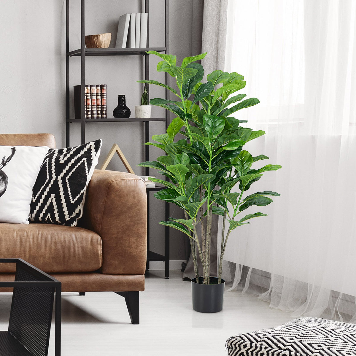 51 Inch 2-Pack Artificial Fiddle Leaf Fig Tree for Indoor and Outdoor view 2