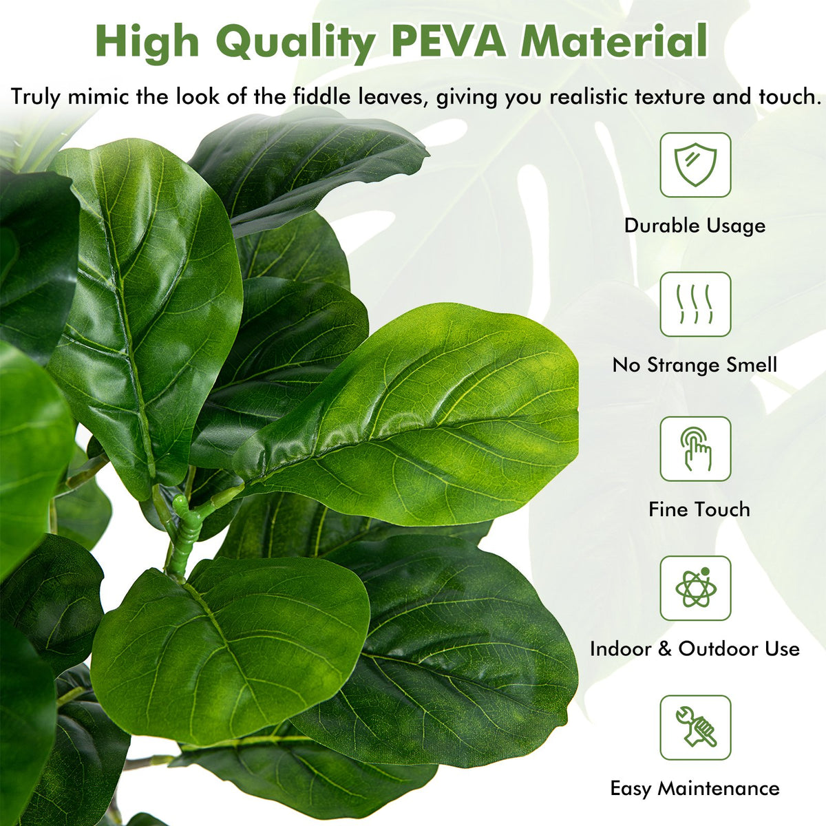 51 Inch 2-Pack Artificial Fiddle Leaf Fig Tree for Indoor and Outdoor view 5