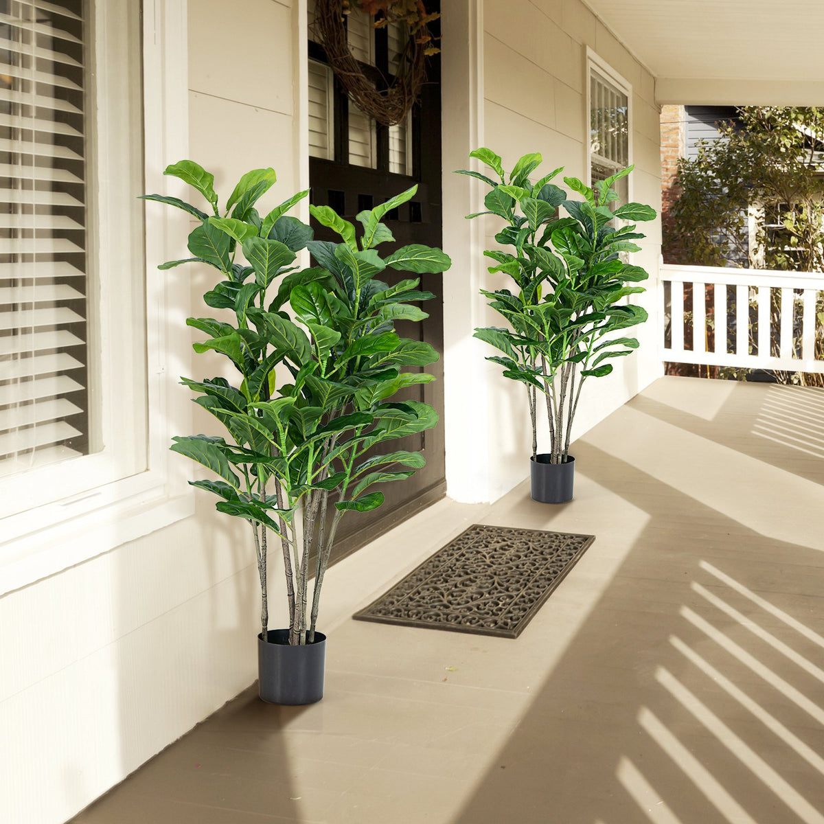 51 Inch 2-Pack Artificial Fiddle Leaf Fig Tree for Indoor and Outdoor view 6