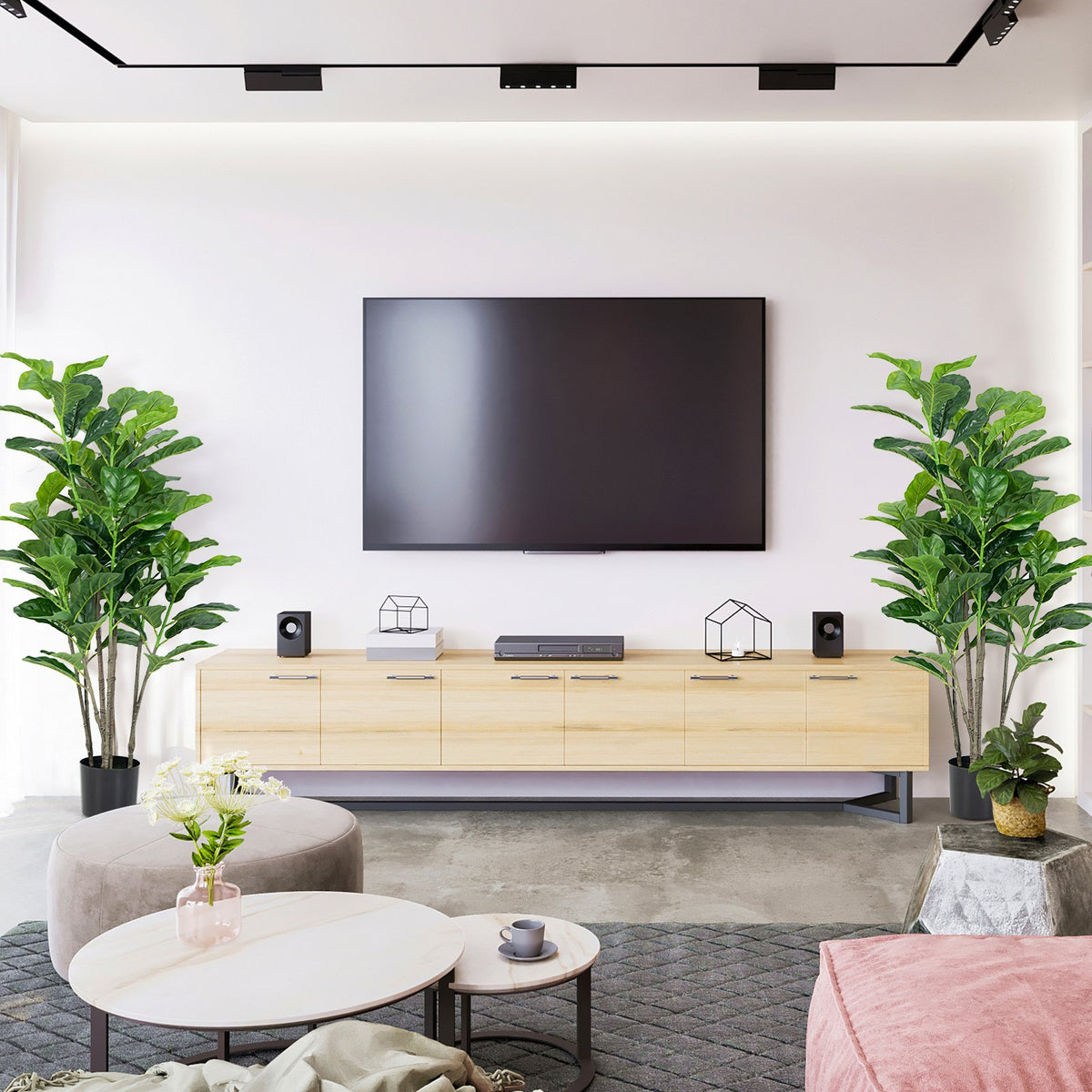 51 Inch 2-Pack Artificial Fiddle Leaf Fig Tree for Indoor and Outdoor view 7