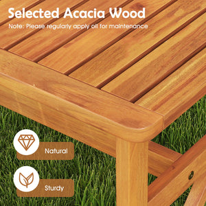 51 Inches Outdoor Acacia Wood Bench with Slatted Seat and 800 lbs Weight Capacity-1 Piece view 6