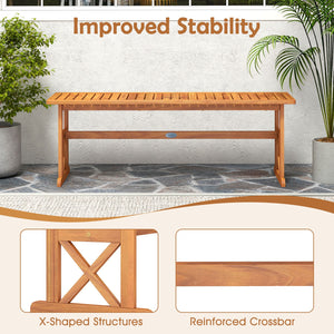 51 Inches Outdoor Acacia Wood Bench with Slatted Seat and 800 lbs Weight Capacity-1 Piece view 9