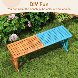 51 Inches Outdoor Acacia Wood Bench with Slatted Seat and 800 lbs Weight Capacity-2 Pieces view 8
