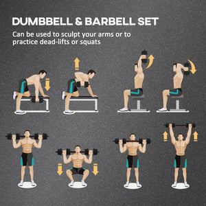 Soozier 44lbs 2-in-1 Adjustable Dumbbells Weight Set, Dumbbell Hand Weights Barbell for Body Fitness, Lifting Training for Home, Office, Gym, Black and Red