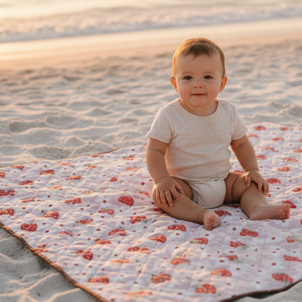 Création Jade Strawberry Beach & Play Blanket - Quilted, 150 x 200 cm