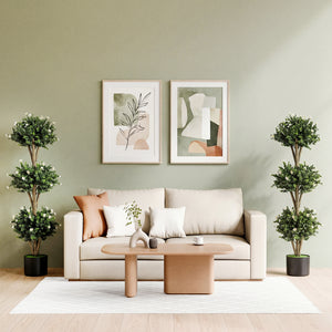 51 inches Artificial Triple Ball Boxwood Topiary Tree with 59 Blossoms-White view 5