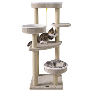 51 inchesCarpeted Cat Tree with Comfy Plush Perches for Indoor Cats-Beige
