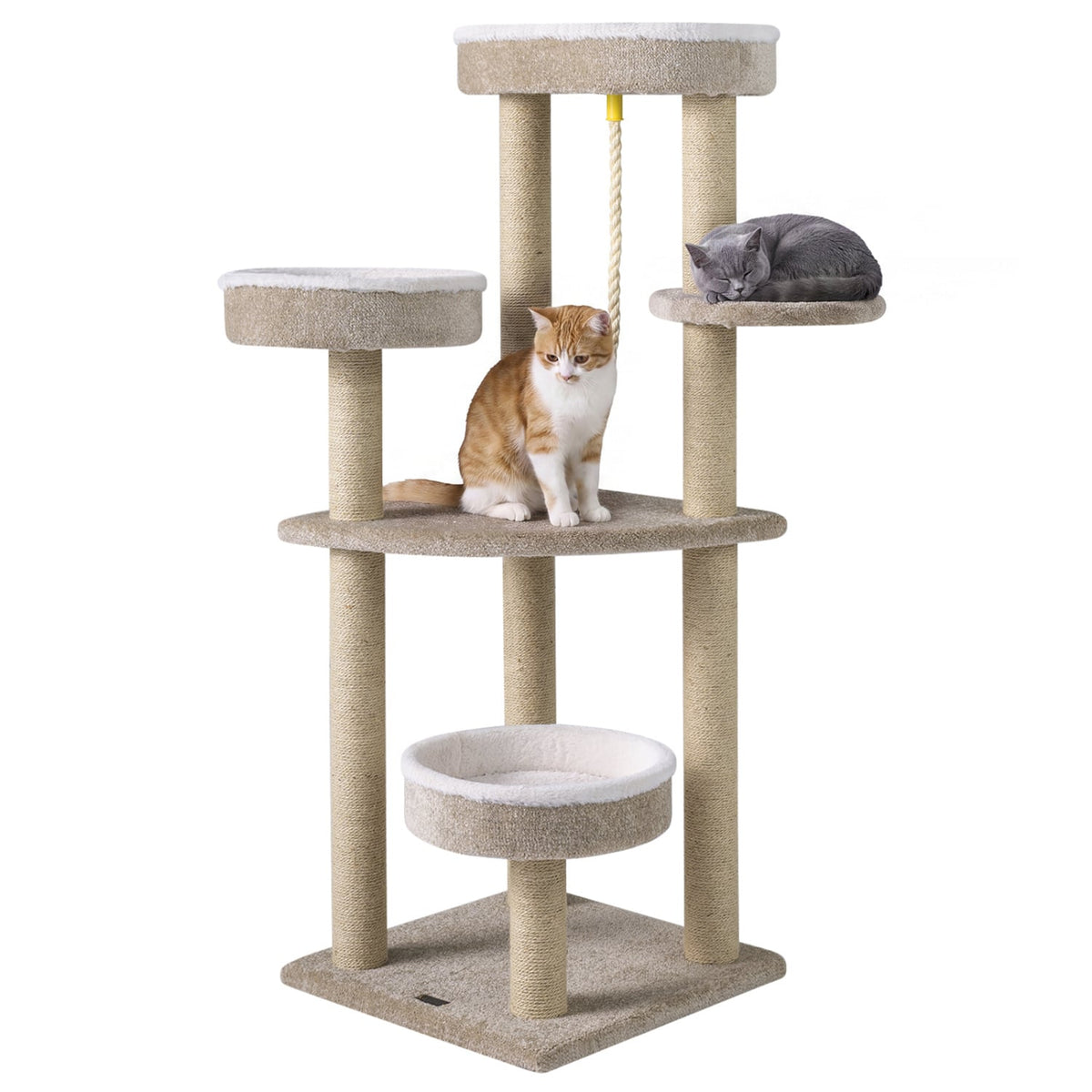 51 inchesCarpeted Cat Tree with Comfy Plush Perches for Indoor Cats-Beige view 4