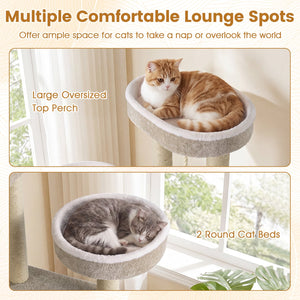 51 inchesCarpeted Cat Tree with Comfy Plush Perches for Indoor Cats-Beige view 7