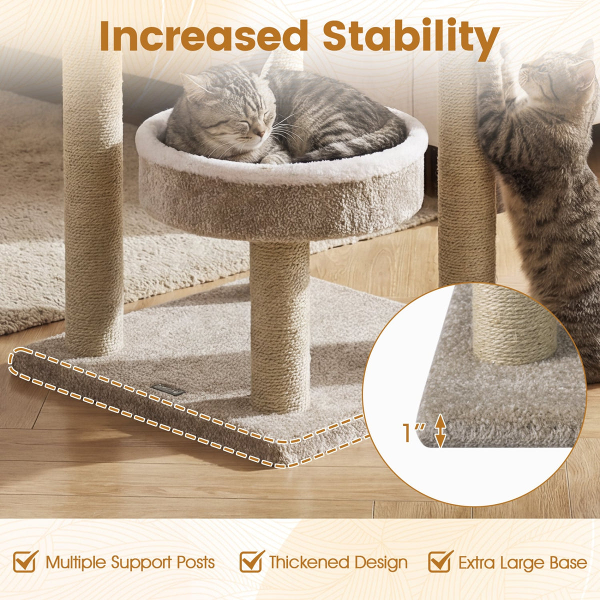 51 inchesCarpeted Cat Tree with Comfy Plush Perches for Indoor Cats-Beige view 9