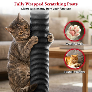 51” Gothic Multi-level Cat Tree with Spider Hanging Toy for Black Halloween-Red view 9