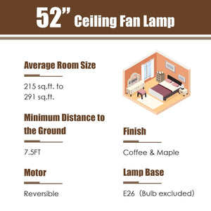 52 Inch 3-Speed Crystal Ceiling Fan Light with Remote Control-Black view 6