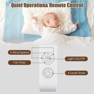 52 Inch 3-Speed Crystal Ceiling Fan Light with Remote Control-Black view 9