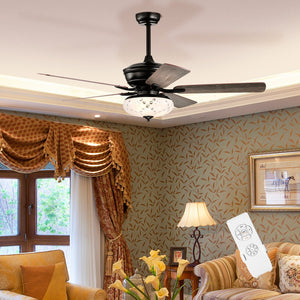 52 Inch Ceiling Fan with 3 Wind Speeds and 5 Reversible Blades-Gray view 2
