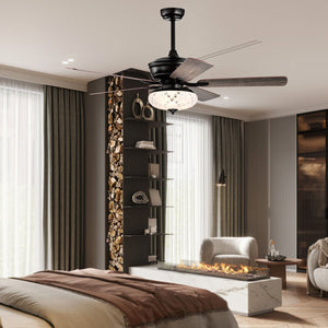 52 Inch Ceiling Fan with 3 Wind Speeds and 5 Reversible Blades-Gray view 6