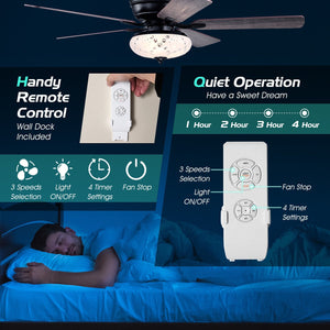 52 Inch Ceiling Fan with 3 Wind Speeds and 5 Reversible Blades-Gray view 7