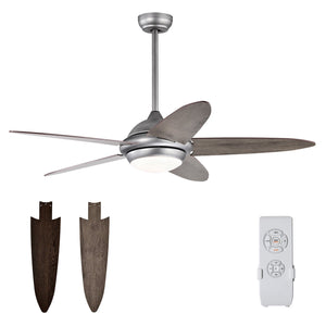 52 Inch Ceiling Fan with Lights and 3 Lighting Colors-Silver Gray view 8
