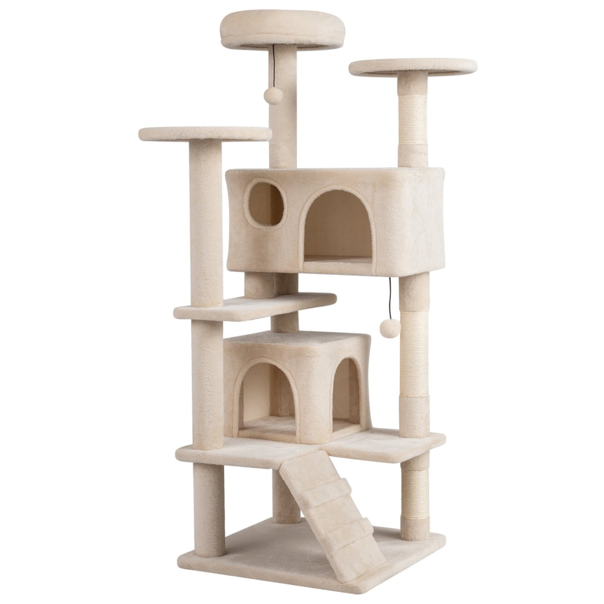 52 Inch Tall Cat Tree Tower for Indoor Cats-Beige view 3