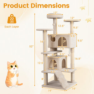 52 Inch Tall Cat Tree Tower for Indoor Cats-Beige view 4