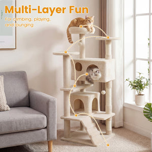 52 Inch Tall Cat Tree Tower for Indoor Cats-Beige view 5