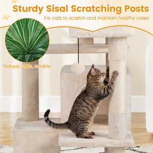 52 Inch Tall Cat Tree Tower for Indoor Cats-Beige view 8