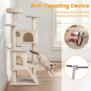 52 Inch Tall Cat Tree Tower for Indoor Cats-Beige view 9