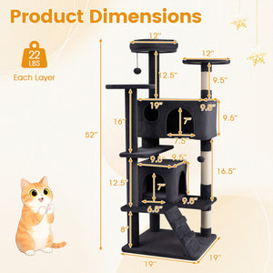 52 Inch Tall Cat Tree Tower for Indoor Cats-Dark Gray view 4