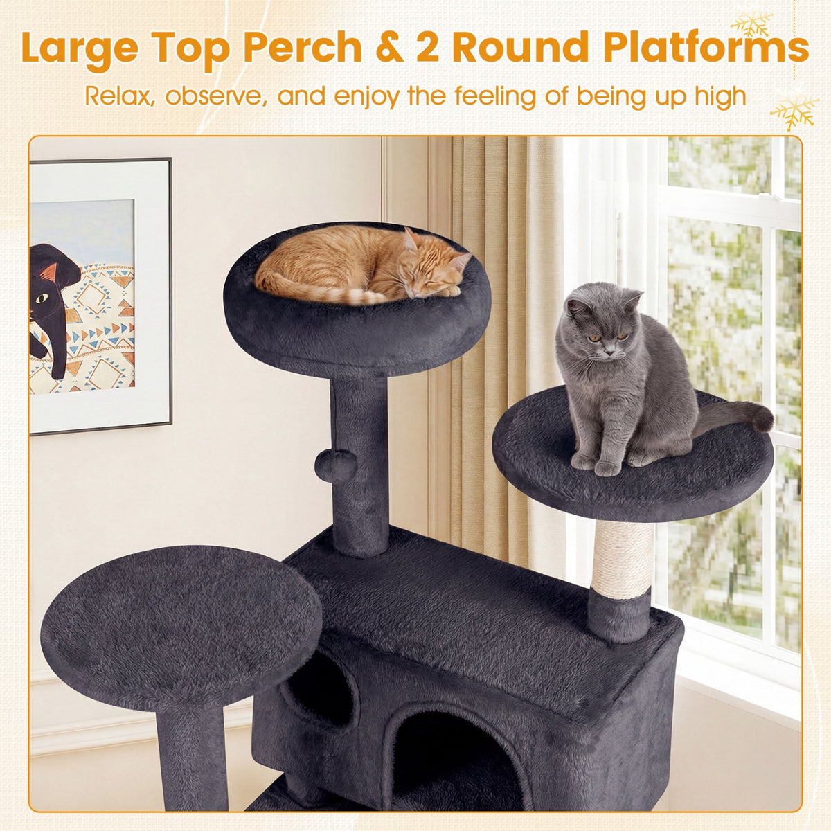 52 Inch Tall Cat Tree Tower for Indoor Cats-Dark Gray view 6