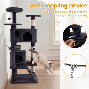 52 Inch Tall Cat Tree Tower for Indoor Cats-Dark Gray view 9