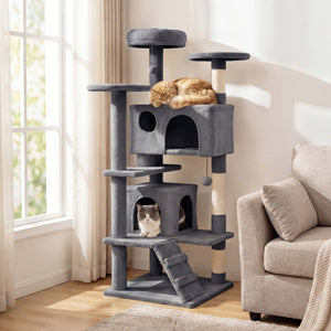 52 Inch Tall Cat Tree Tower for Indoor Cats-Light Gray view 2