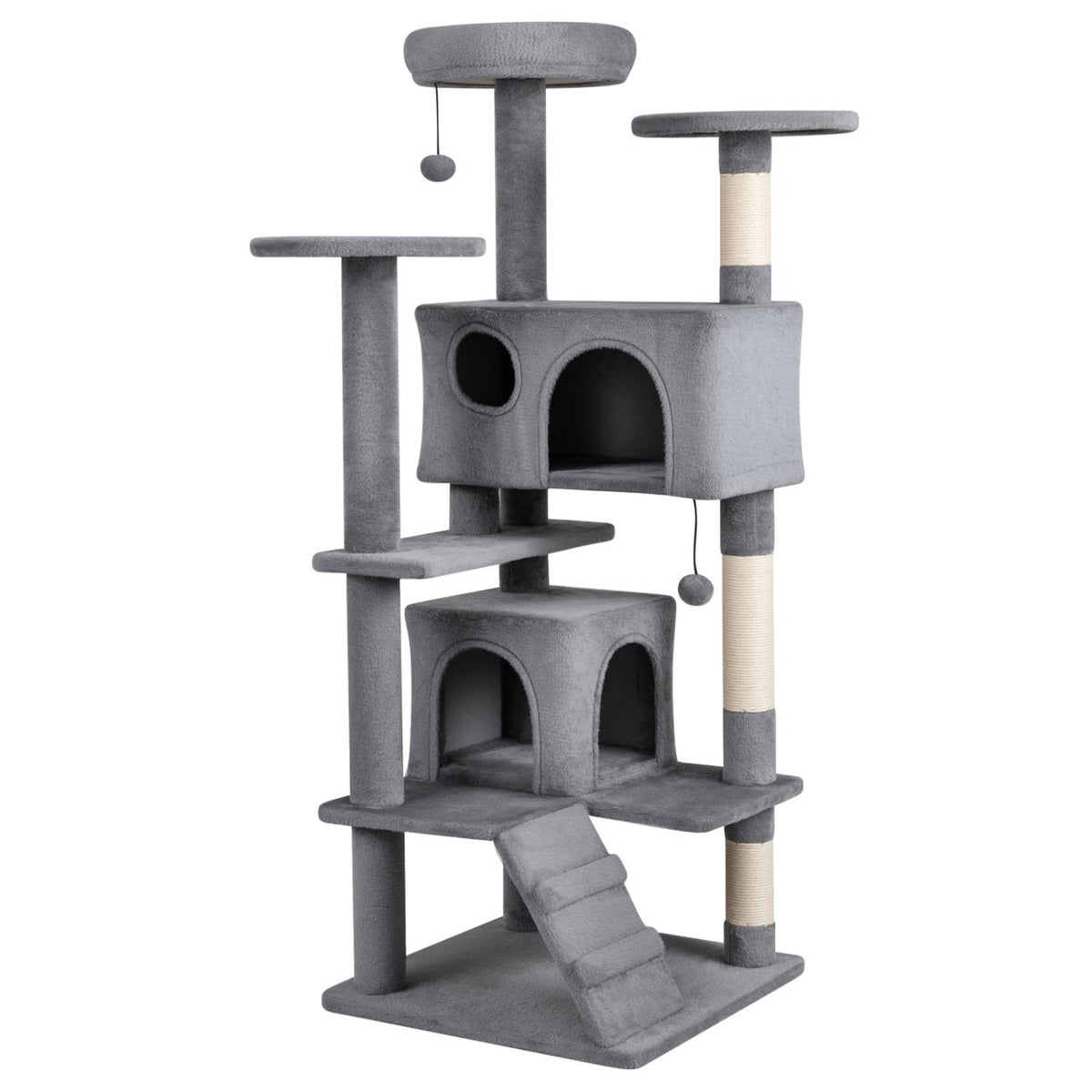 52 Inch Tall Cat Tree Tower for Indoor Cats-Light Gray view 3