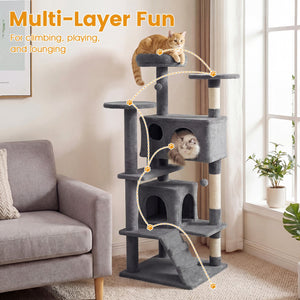 52 Inch Tall Cat Tree Tower for Indoor Cats-Light Gray view 5