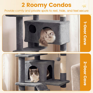 52 Inch Tall Cat Tree Tower for Indoor Cats-Light Gray view 7