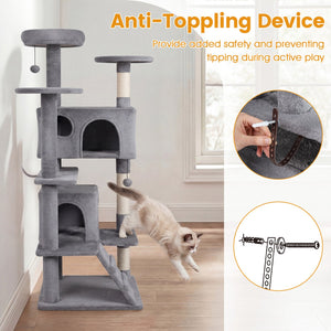 52 Inch Tall Cat Tree Tower for Indoor Cats-Light Gray view 9