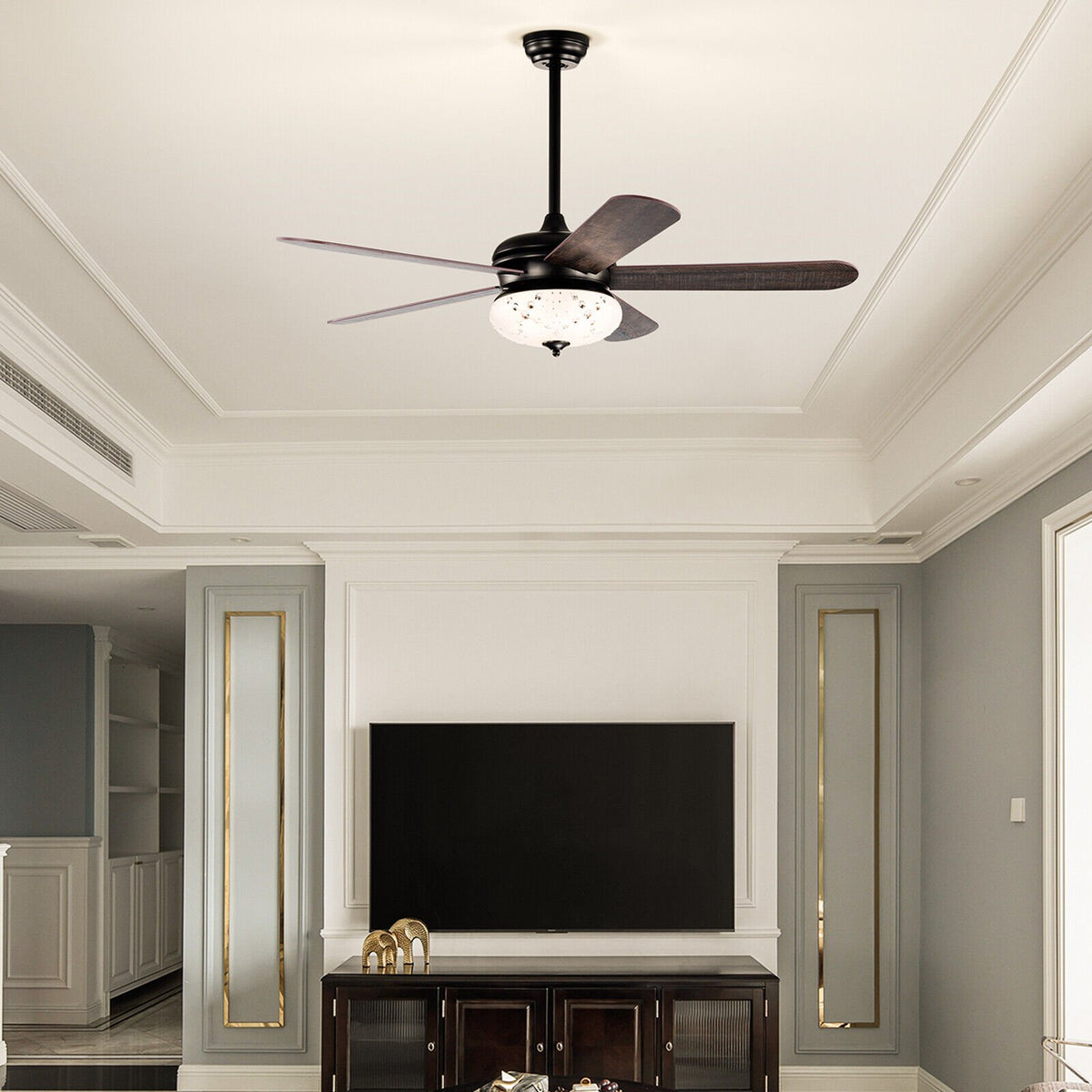 52 Inches Ceiling Fan with Remote Control-Walnut view 2