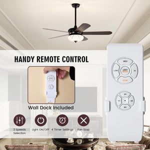 52 Inches Ceiling Fan with Remote Control-Walnut view 7