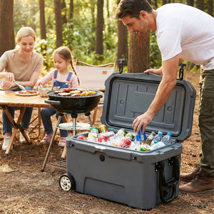 52 Quart Portable Hard Cooler with 6-Day Ice Retention and Wheels-Gray view 2
