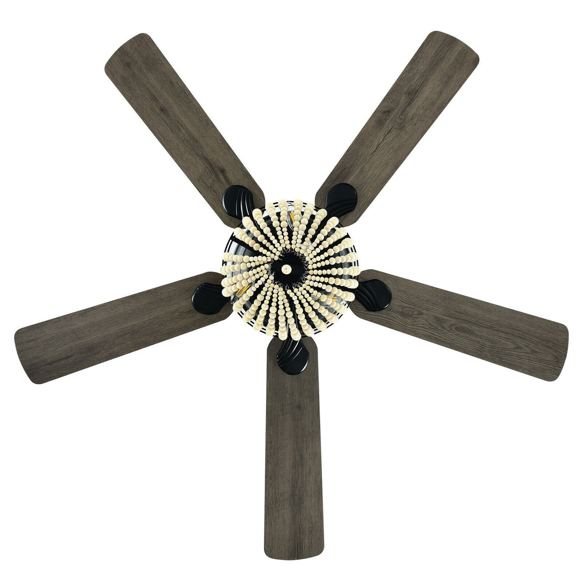 52 Inch Retro Ceiling Fan Light with Reversible Blades Remote Control-Black view 7