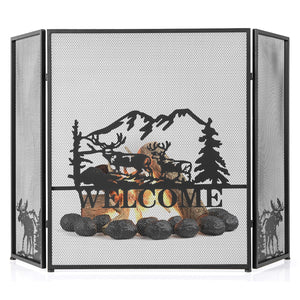 52 x 31 Inch Fireplace Screen-Black view 4