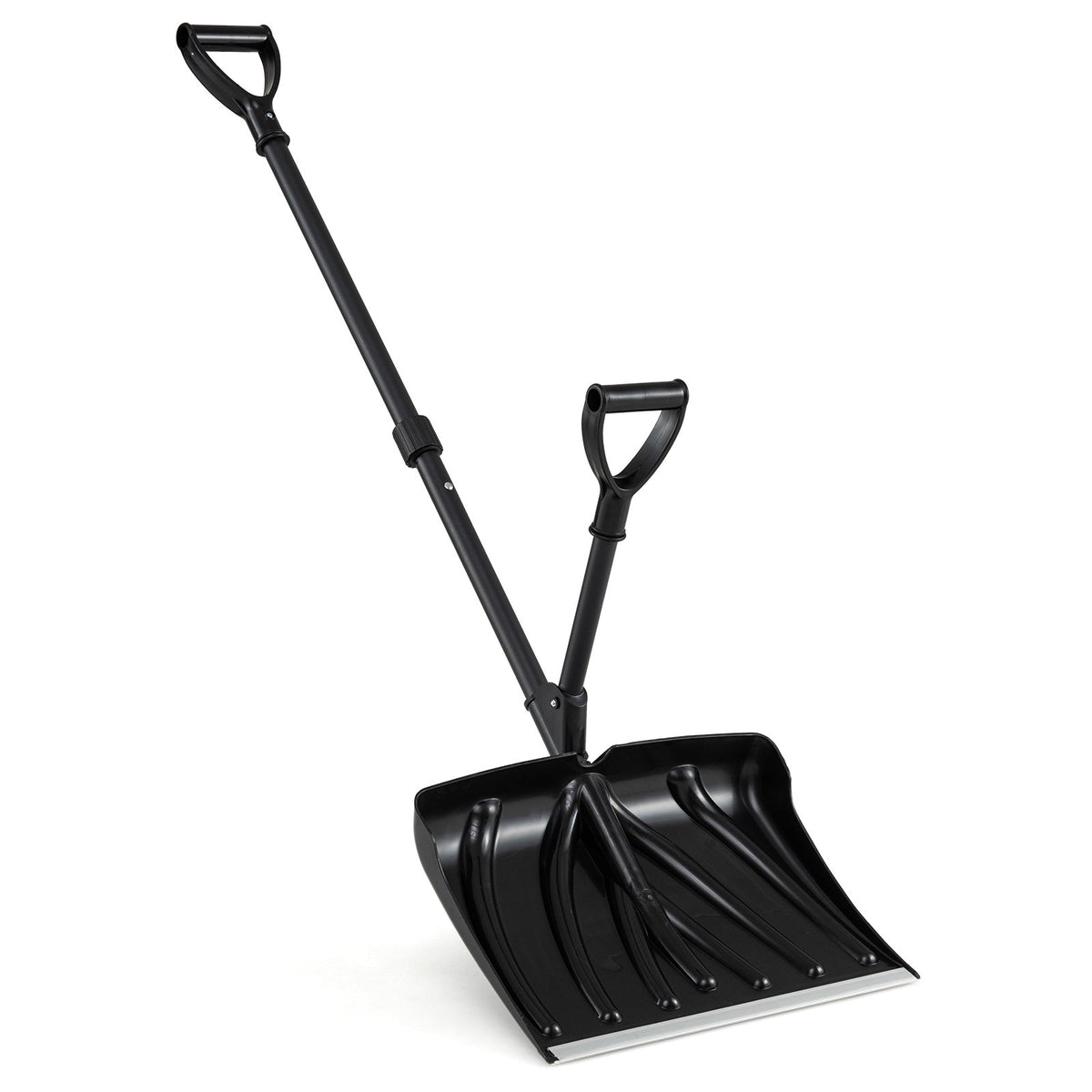53 Inch Snow Shovel with Assist Handle for Driveway Car Garage Camping-Black