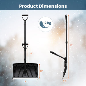 53 Inch Snow Shovel with Assist Handle for Driveway Car Garage Camping-Black view 4