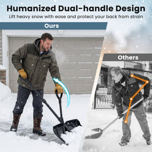 53 Inch Snow Shovel with Assist Handle for Driveway Car Garage Camping-Black view 7
