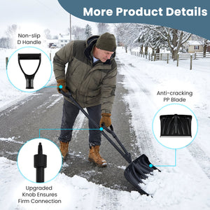 53 Inch Snow Shovel with Assist Handle for Driveway Car Garage Camping-Black view 8